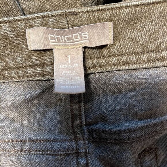 Chicos Womens Jeans Size 1 Regular Khaki Straight Leg High Rise Denim - Picture 3 of 7